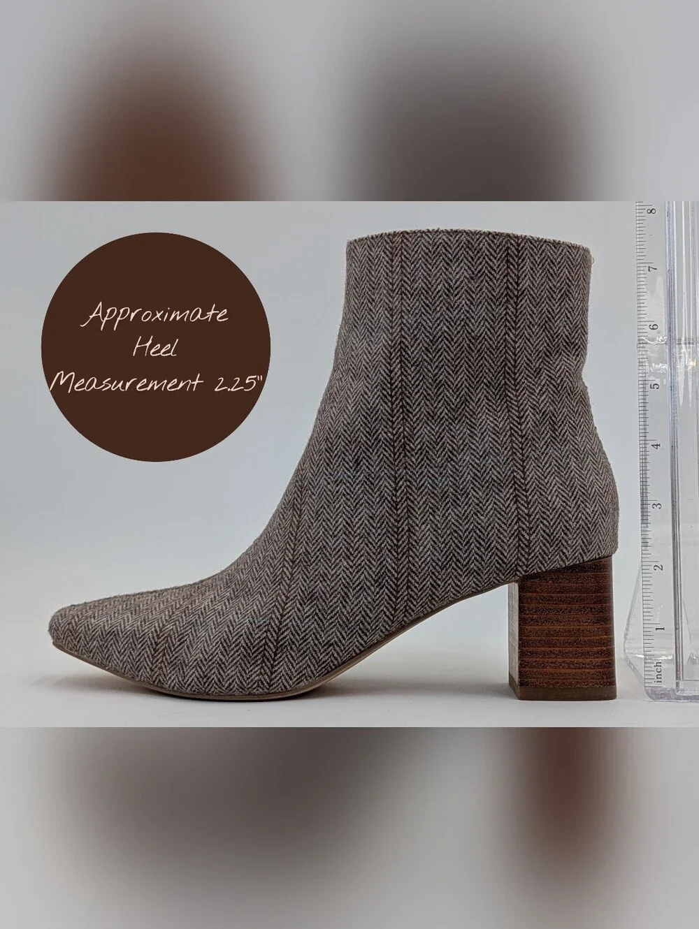 Coconuts by Matisse Sz 7 Herringbone Tweed Stacked Block Heel Ankle Booties